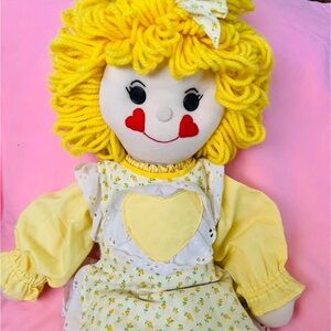 Handmade Yellow Rag Doll with Heart Apron